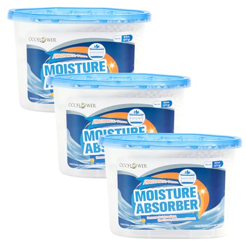OOOFLOWER 3-Pack Moisture Absorber, 9.8 oz (277g), Traps Moisture & Humidity, Portable Dehumidifier for Closets, Bathrooms, Toilets, Study Rooms, RVs, Basements - Image 1