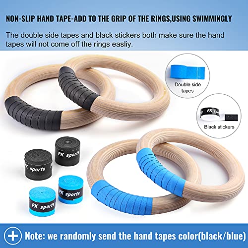 YOELVN Wooden Gymnastic Rings with Adjustable Number Suspension Trainer Straps 15ft Olympic Rings 32mm/28mm Heavy Duty 1543lbs/992lbs for Pull Up Bar Workout Rings Gym Indoor Outdoor Use - Image 3