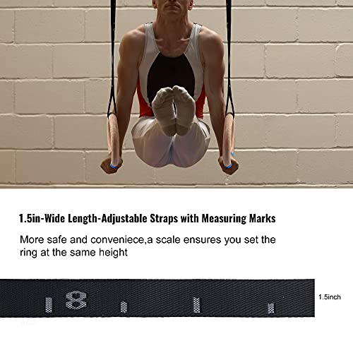 YOELVN Wooden Gymnastic Rings with Adjustable Number Suspension Trainer Straps 15ft Olympic Rings 32mm/28mm Heavy Duty 1543lbs/992lbs for Pull Up Bar Workout Rings Gym Indoor Outdoor Use - Image 5