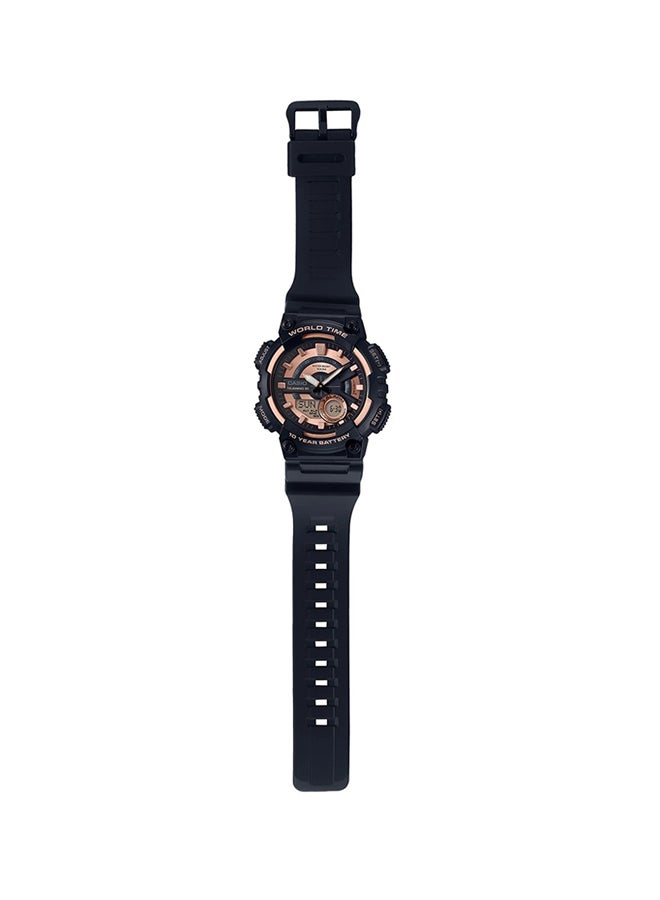 CASIO Men Resin Analog & Digital Watch AEQ-110W-1A3VDF - 47 mm - Black - Image 4