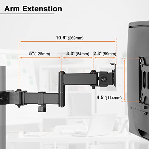 PUTORSEN Universal VESA Pole Mount, Full Motion TV Pole Mount Fits 17 to 32 inch Screens, with Removable 75mm and 100mm VESA Plate, Vesa Mount Arm Holds up to 8kg/17.6lbs, Black - Image 5