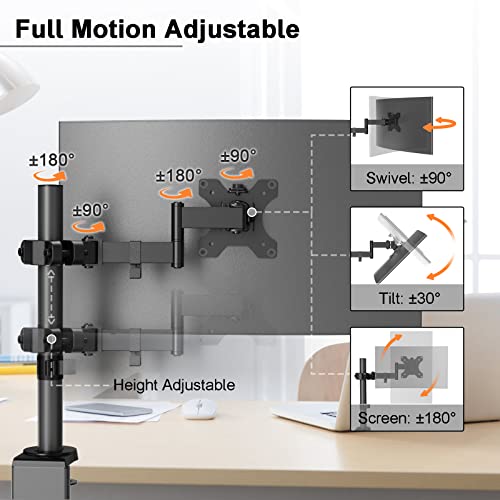 PUTORSEN Universal VESA Pole Mount, Full Motion TV Pole Mount Fits 17 to 32 inch Screens, with Removable 75mm and 100mm VESA Plate, Vesa Mount Arm Holds up to 8kg/17.6lbs, Black - Image 4