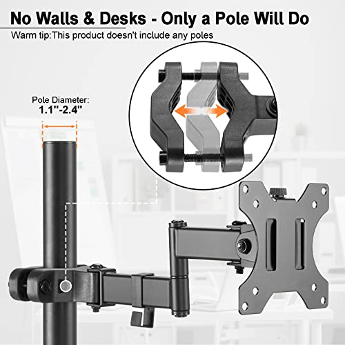 PUTORSEN Universal VESA Pole Mount, Full Motion TV Pole Mount Fits 17 to 32 inch Screens, with Removable 75mm and 100mm VESA Plate, Vesa Mount Arm Holds up to 8kg/17.6lbs, Black - Image 3
