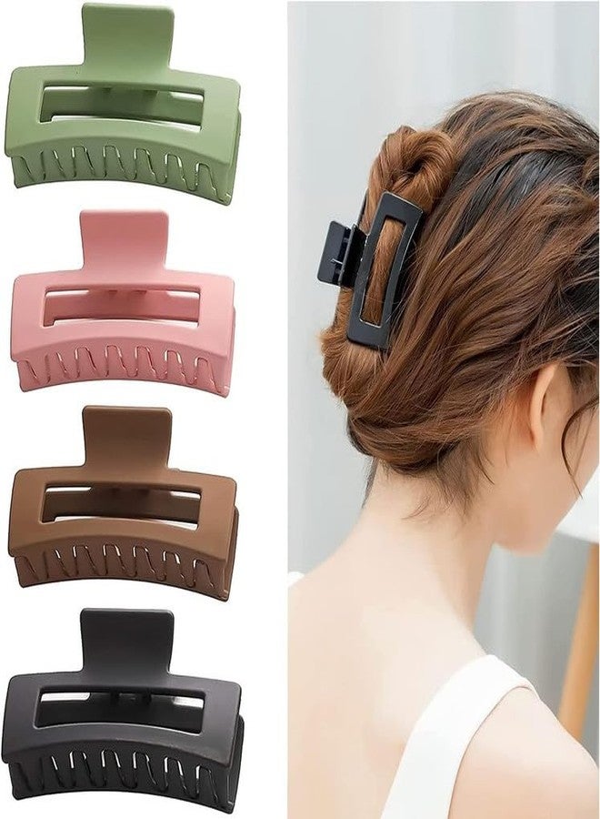Minta Hair Claw Clips for Women, 3.46’’ Matte Hair Clips, Nonslip Hair Jaw Clips, Jumbo Square Strong Hold Claw Clips for Thick Hair, 4 Pcs Hair Styling Accessories - Image 1