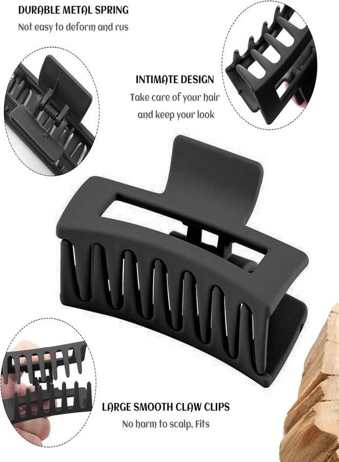 Minta Hair Claw Clips for Women, 3.46’’ Matte Hair Clips, Nonslip Hair Jaw Clips, Jumbo Square Strong Hold Claw Clips for Thick Hair, 4 Pcs Hair Styling Accessories - Image 3