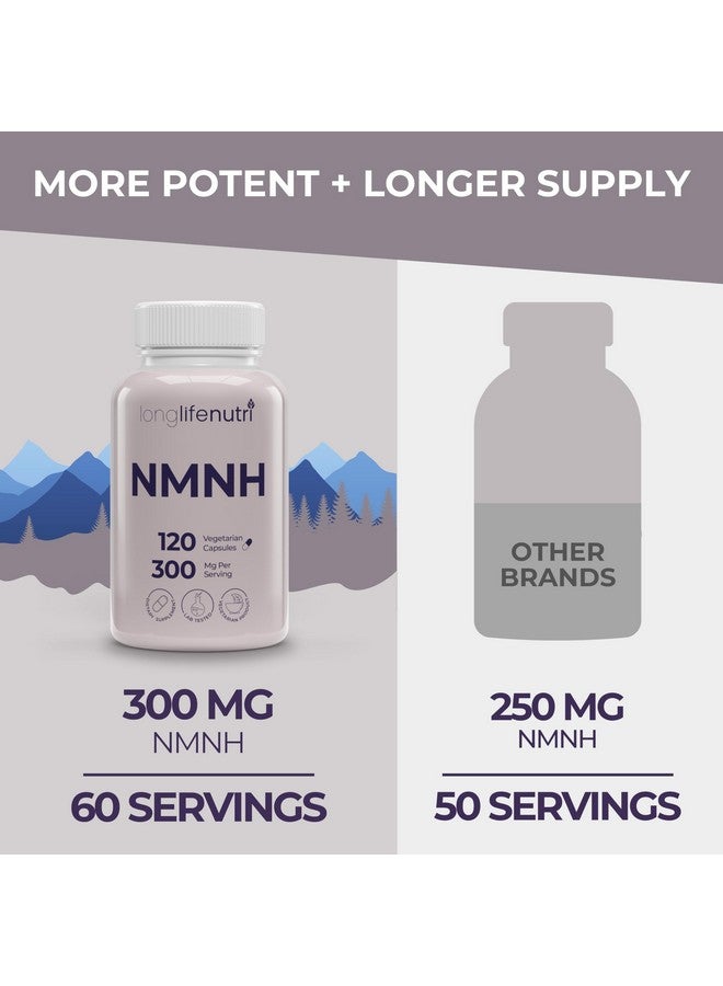 LongLifeNutri NMNH 300mg (Dihydronicotinamide Mononucleotide) - 120 Vegan Capsules, 2-Month Supply, NMN Alternative, NAD Supplement for Energy & Longevity, Lab Tested, Made in USA - Image 3