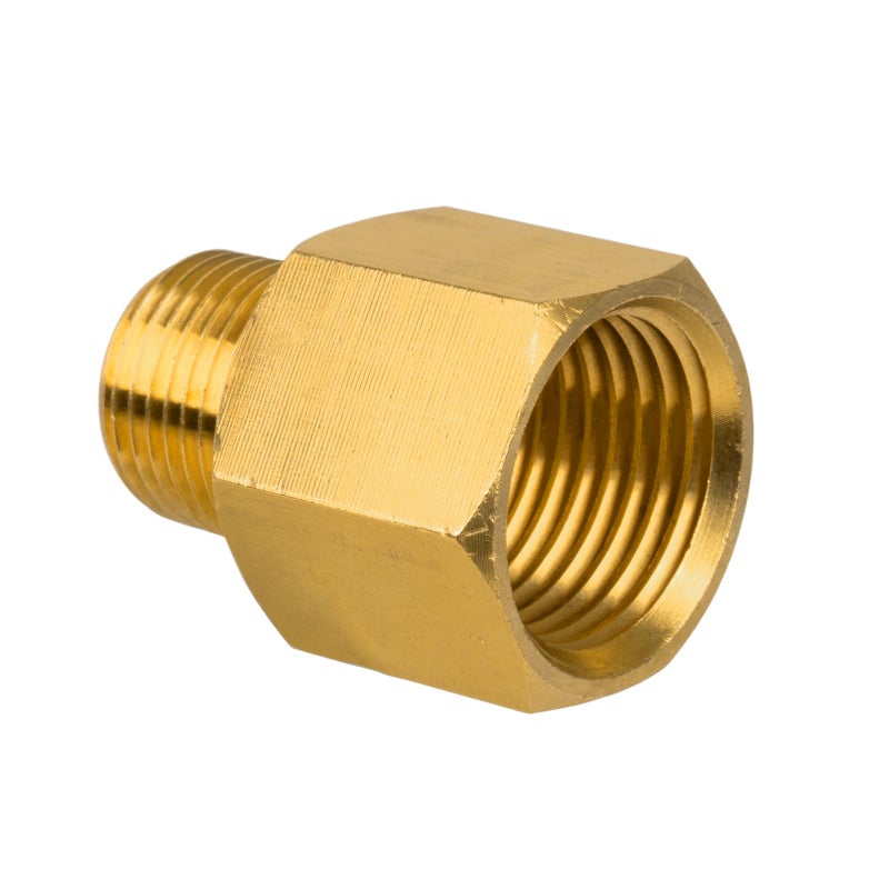 KAINGA Brass Pipe Fitting, 3/8" NPT Male Ã— 1/2" NPT Female Reducer Adapter, Heavy Duty, Corrosion Resistant Brass Pipe Extension Connectors for Air, Oil, LP and Natural Gas, 1200 PSI Rated (1-Pack) - Image 1