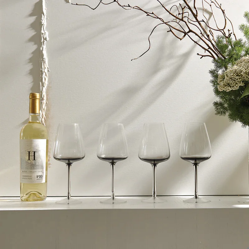 Hotel Collection Hotel Collection Smoke Stem White Wine Glasses | Stylish Tinted Long Stem Wine Glasses with A Narrow Mouth for Enhancing the Body, Flavor, and Aroma of White Wine | 4 Glasses