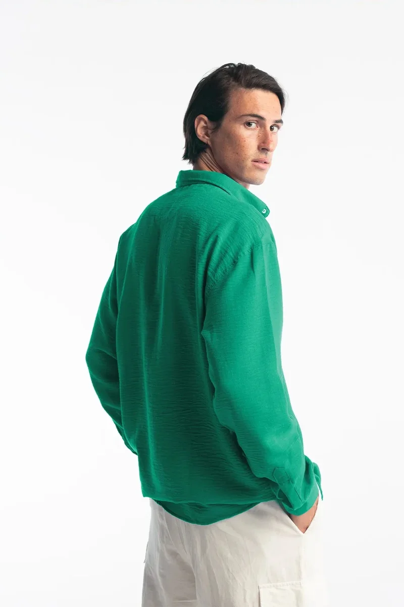 Giesto Green GIESTO Oversized Button-Up Long Sleeve Shirt for Men | Best Price UAE