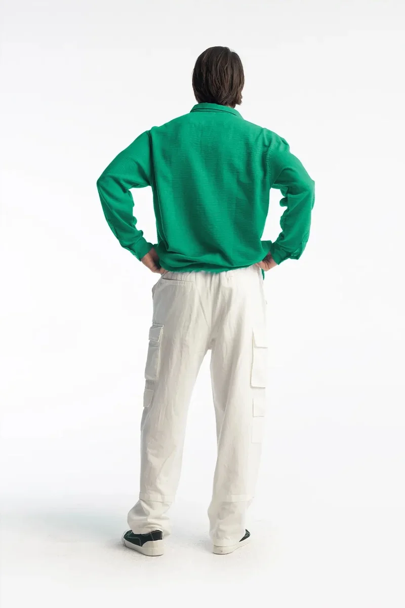 Giesto Green GIESTO Oversized Button-Up Long Sleeve Shirt for Men | Best Price UAE