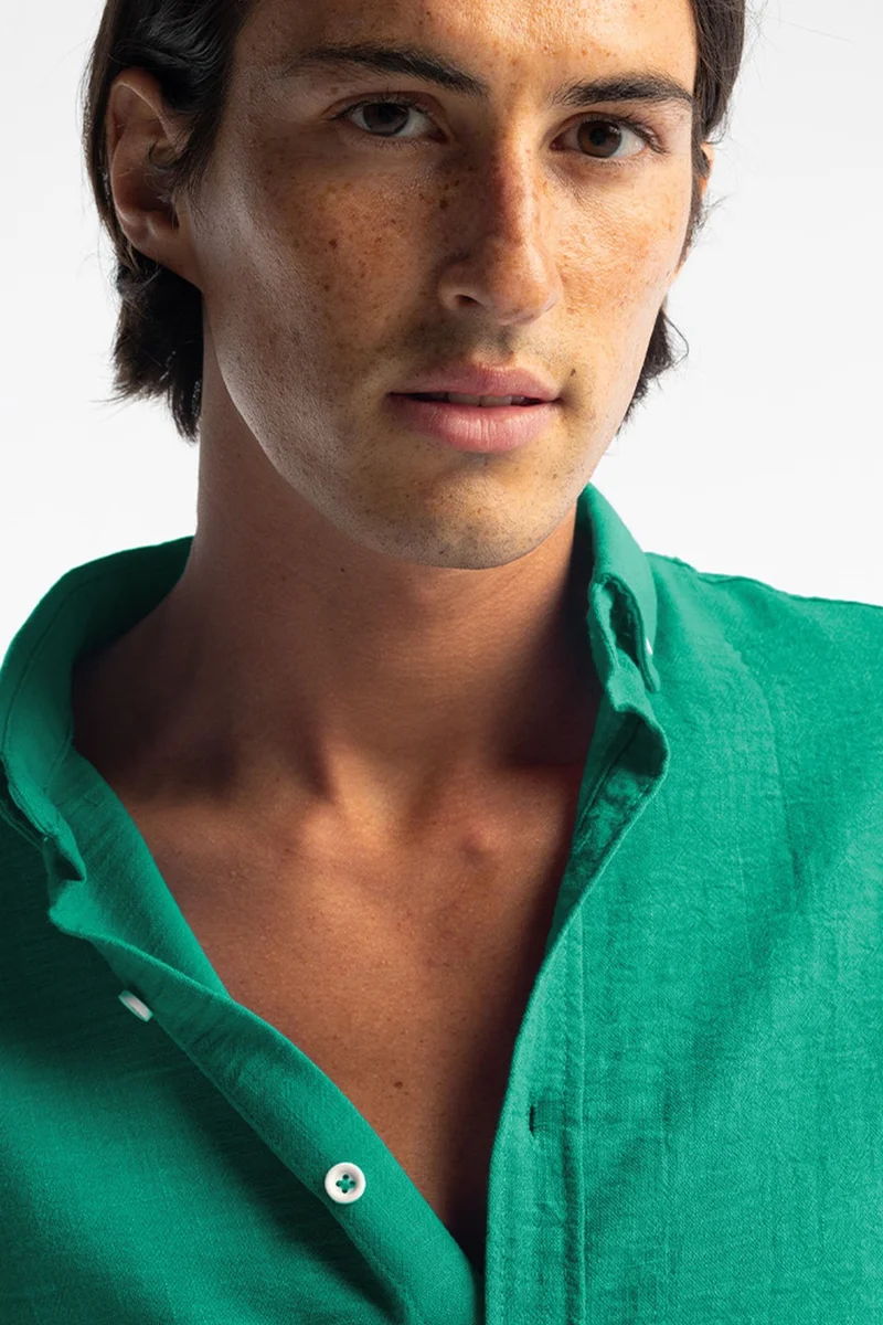 Giesto Green GIESTO Oversized Button-Up Long Sleeve Shirt for Men | Best Price UAE