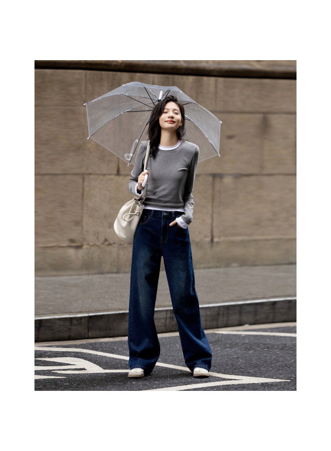 dme Demana Spring Vintage Style Cloud-feel Cotton-brushed Wide-leg Pants, Comfortable, Flattering, Unique Women's Jeans - Image 3