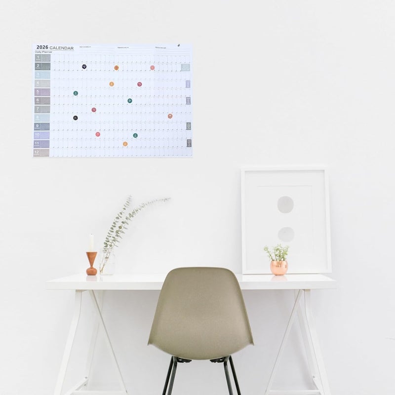 2026 Wall Calendar Planner, Poster Calendar 2026 Planner, 365-Day Schedule, Wall-Mounted Year-Round Planner Calendar with Grid Day Boundaries for Home, Office, School Projects - Image 3