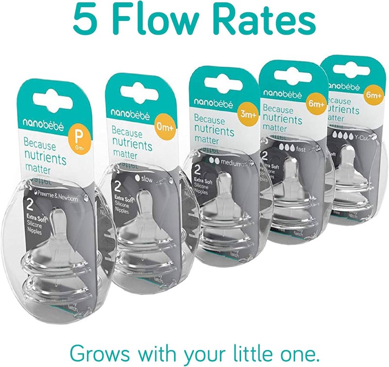 NANOBÉBÉ Nanobebe Silicone Nipples Triple Vented Twin-Pack - Fast Flow - Image 4