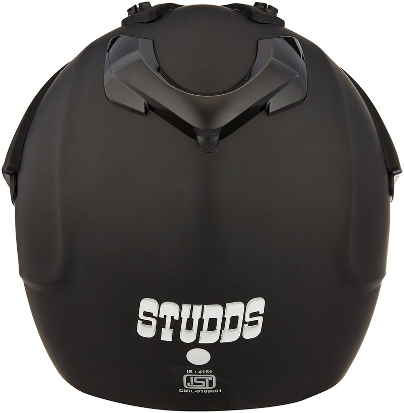 Studds Motocross Plain Full Face Helmet with Plain Visor (Matt Black, L) - Image 4
