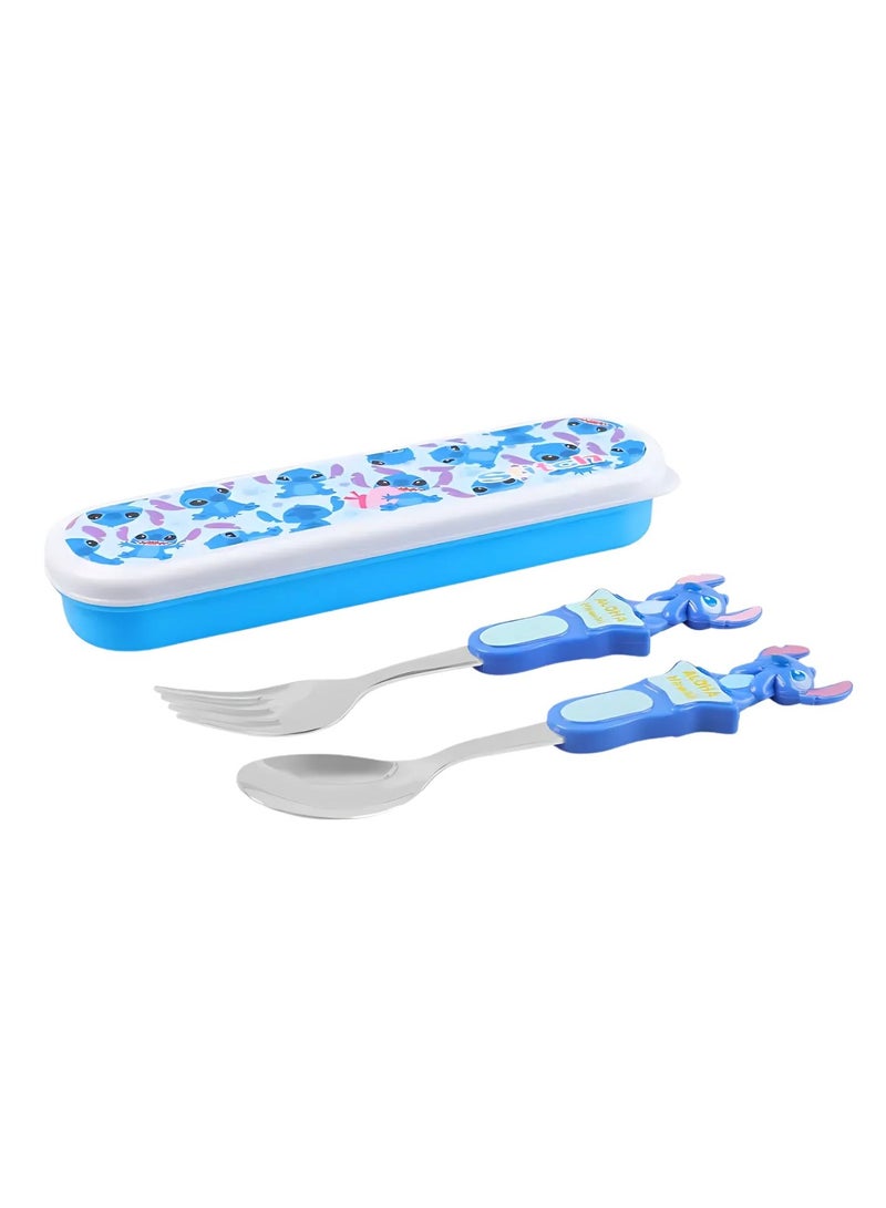 Disney Stitch Flatware Tableware Cutlery Utensil Set for Boys Girls Kids Children – Stainless Steel Fork Spoon Portable Case, 2 pieces - Image 2