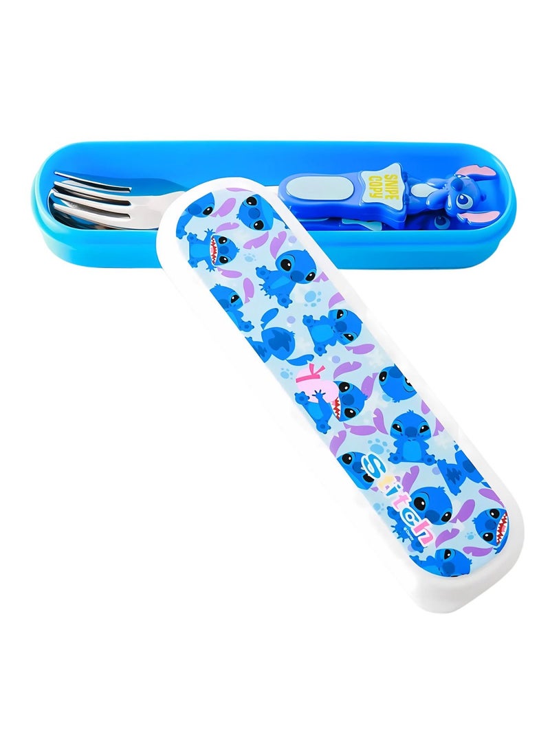 Disney Stitch Flatware Tableware Cutlery Utensil Set for Boys Girls Kids Children – Stainless Steel Fork Spoon Portable Case, 2 pieces - Image 4