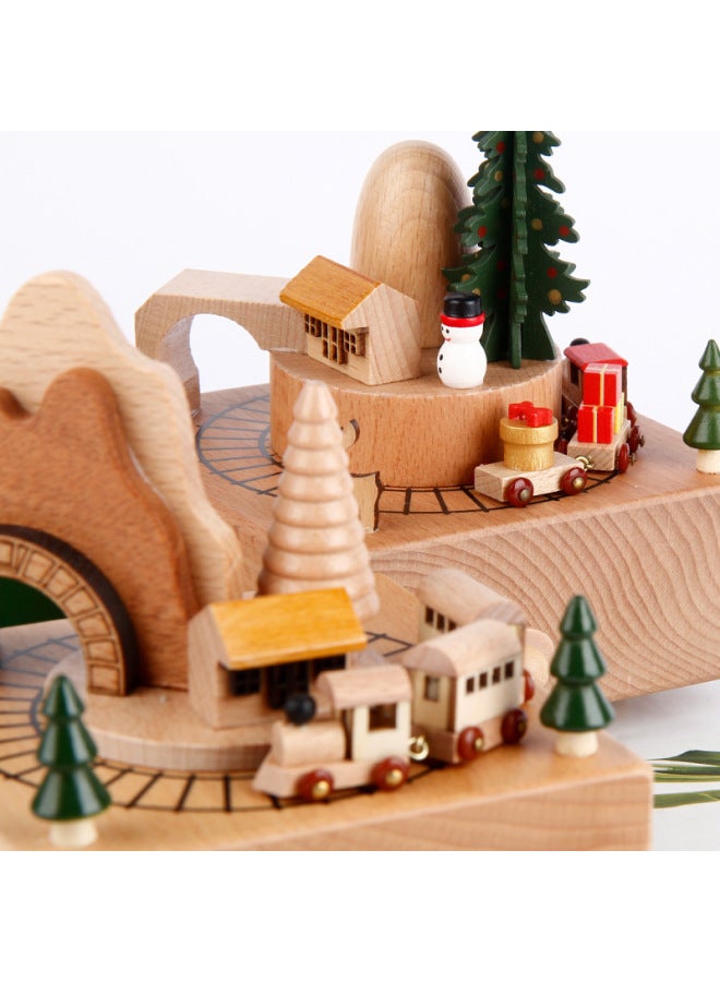 Classical Music Box Hand-cranked Wooden Music Box A Swallowtail Design Perfect For Collectors Lovers-Color:Log Color Christmas - Image 3
