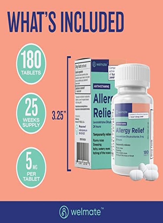 WELMATE - Levocetirizine Dihydrochloride 5mg (180 ct) - Allergy Medicine - 24 Hours - Antihistamine - Allergy Pills - Over-the-Counter Medication - Image 2