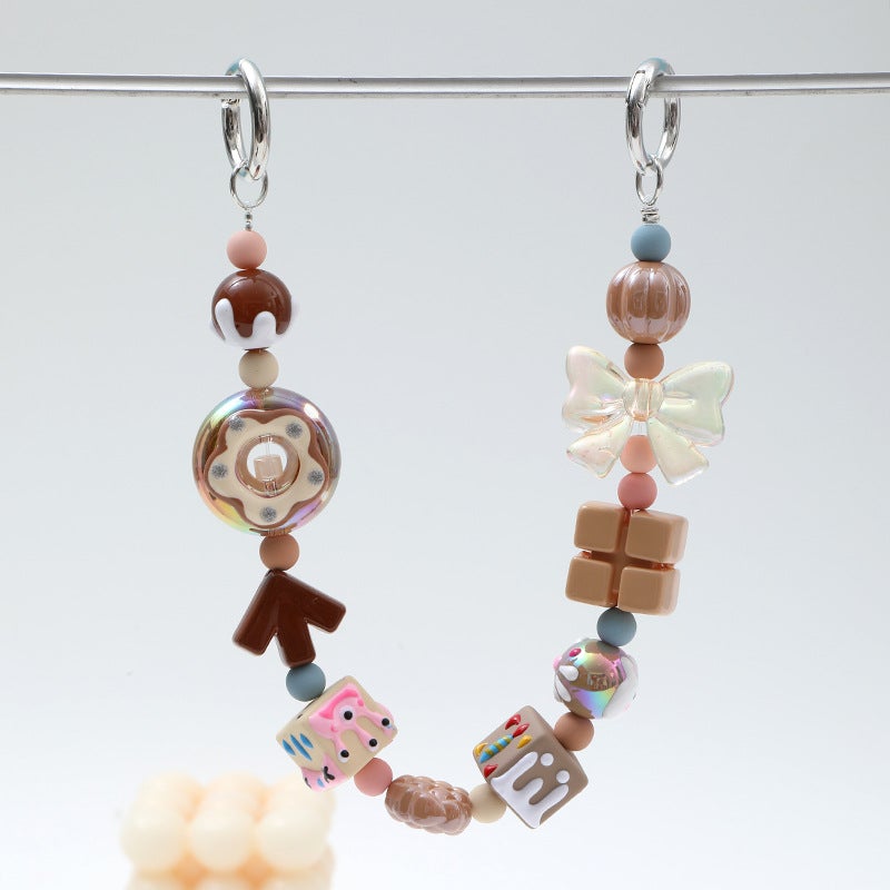 202 hand-painted beads mobile phone chain combination cartoon Sanrio double buckle mobile phone back clip chain handmade beaded acrylic - Image 3