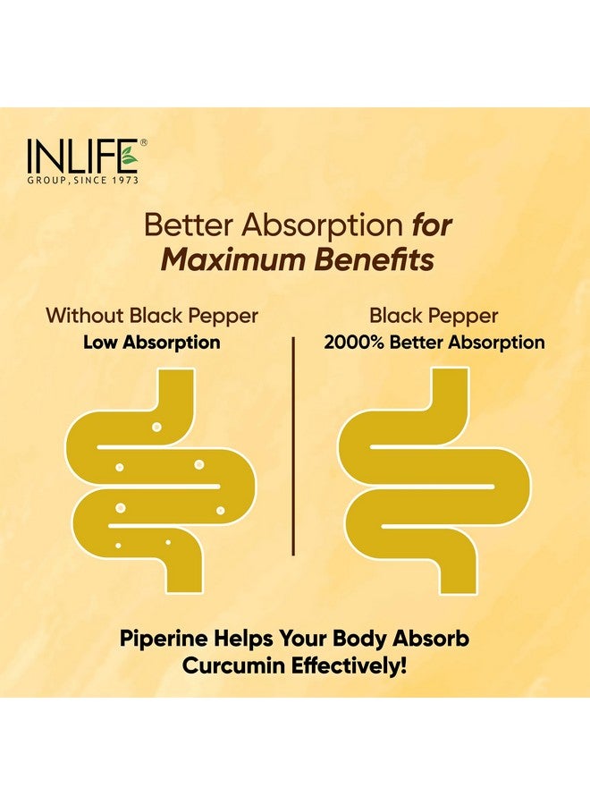 Inlife أقراص إنلايف الكركمين مع البيبيرين | 95% كركومينويد مع مسحوق جذر الكركم | مضاد للأكسدة ومضاد للالتهابات | مستخلص الكركم والزنجبيل، 1605 ملغ - 60 قرص (عبوة من 1) - Image 4
