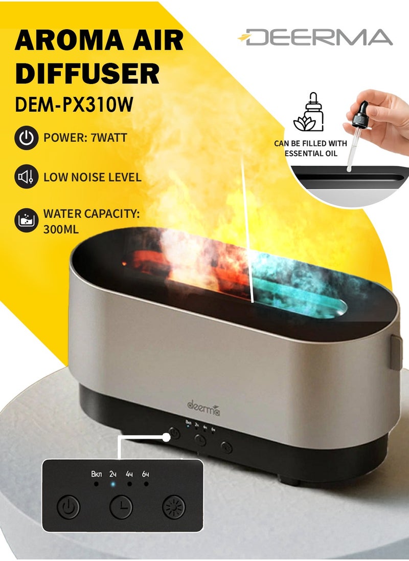 Deerma 3-in-1 Aroma Air Diffuser 300ml Ultrasonic Humidifier with Essential Oil Function, Flame Effect LED Light, Adjustable Timer, Quiet Mist for Bedroom, Office, Home  - Image 1