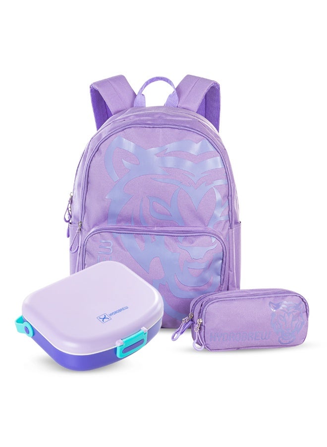 HYDROBREW 18" Backpack w/ Bento Lunch Box - Purple - Image 1