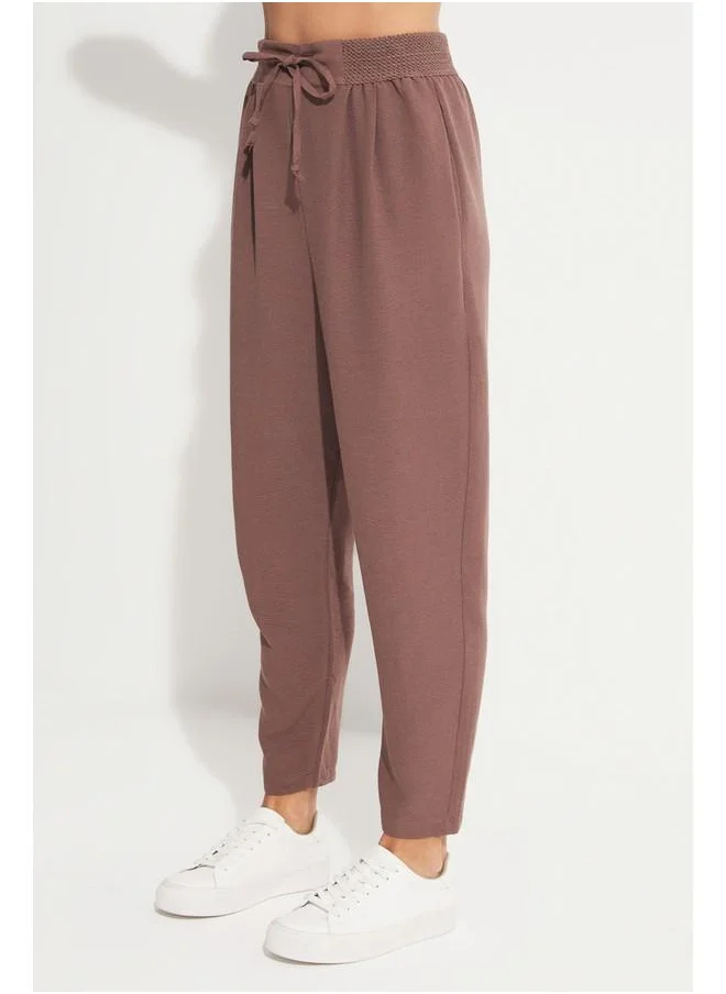 JUNE June Elastic Waist Trouser Brown