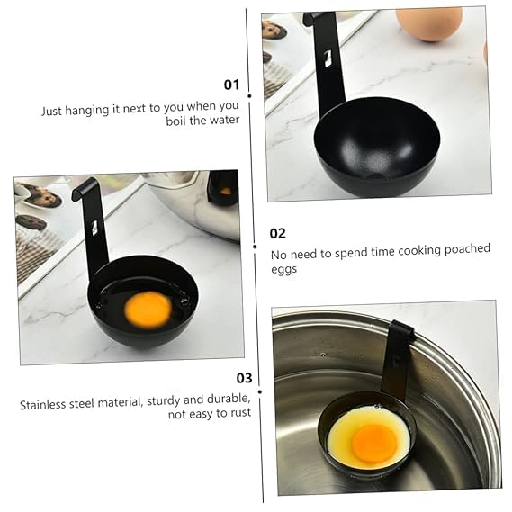 SHOPECOM SHOPECOM Egg Boiler Poached Egg Maker Kitchen Utensil Holder Microwave Steamer Stainless Egg Poacher Bbq Tools Eggwich Maker Egg Cooker Stainless Steel Boiled Kitchen Dining & Bar Tools(1pc)  - Image 3