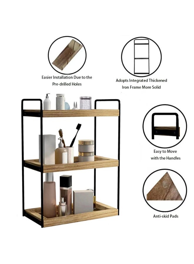 DOUGEI 3-Tier Countertop Organizer for Bathroom Counter Stylish Wood Bathroom Vanity Organizer Shelf Storage - The Perfect Addition to Your Bathroom Counter Decor - Image 3