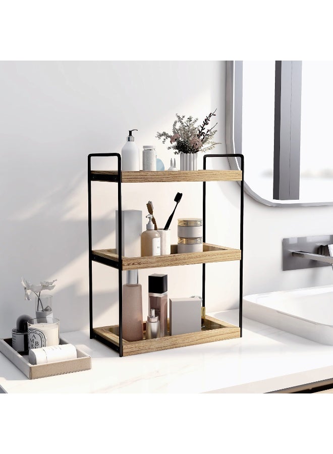 DOUGEI 3-Tier Countertop Organizer for Bathroom Counter Stylish Wood Bathroom Vanity Organizer Shelf Storage - The Perfect Addition to Your Bathroom Counter Decor - Image 5