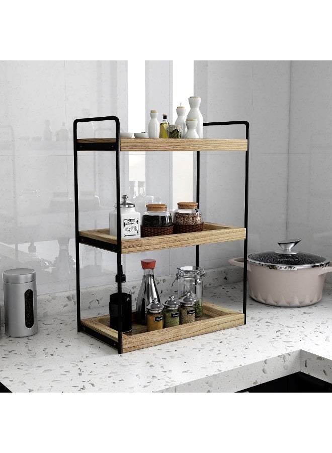 DOUGEI 3-Tier Countertop Organizer for Bathroom Counter Stylish Wood Bathroom Vanity Organizer Shelf Storage - The Perfect Addition to Your Bathroom Counter Decor - Image 4