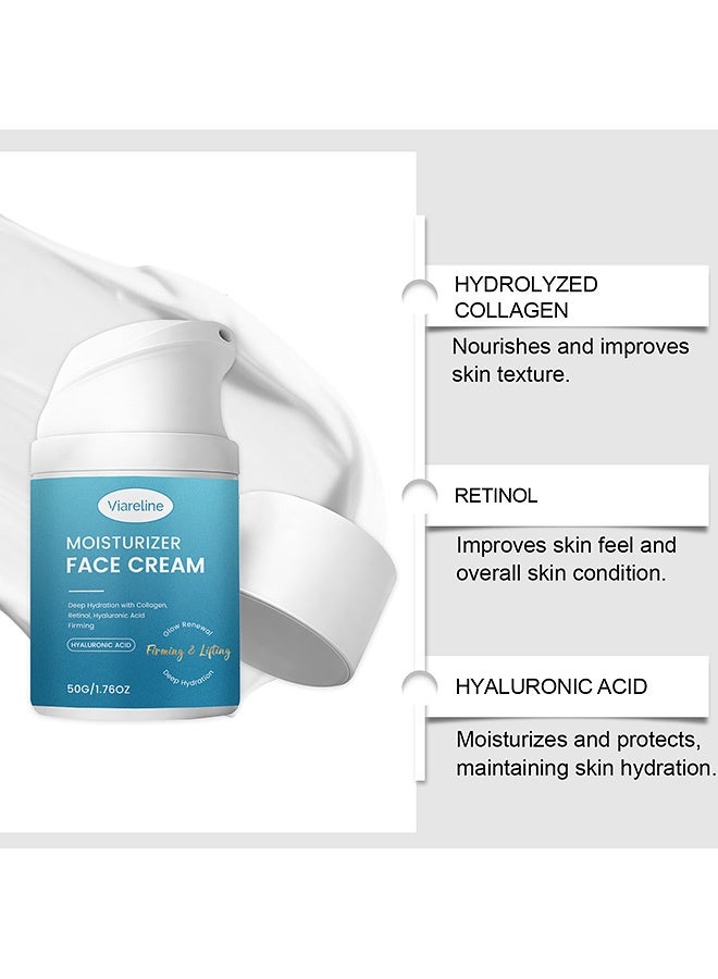 Viareline Collagen Moisturizing Facial Cream - Hydrates and Nourishes, Refreshing and Non-Greasy, Locks in Moisture and Enhances Skin Luster. 50g - Image 4