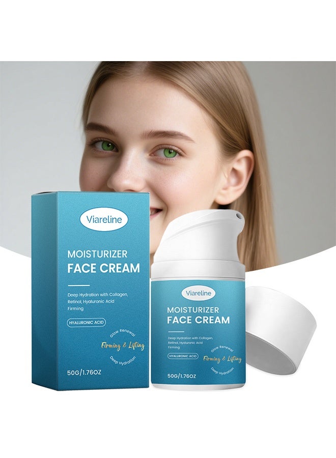 Viareline Collagen Moisturizing Facial Cream - Hydrates and Nourishes, Refreshing and Non-Greasy, Locks in Moisture and Enhances Skin Luster. 50g - Image 1