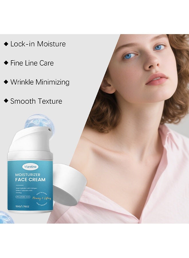 Viareline Collagen Moisturizing Facial Cream - Hydrates and Nourishes, Refreshing and Non-Greasy, Locks in Moisture and Enhances Skin Luster. 50g - Image 2