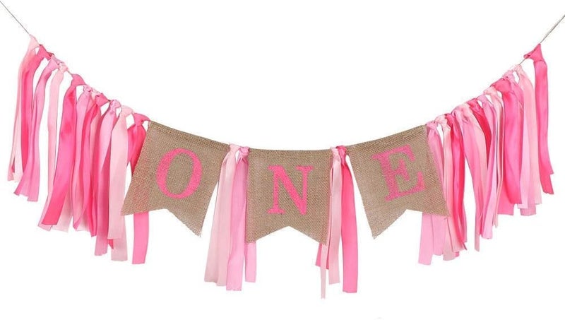 klarako Birthday Banner Baby 1st Birthday Highchair Banner Bunting Personalised First One Year Old for Kids Decoration for Boy Girl Birthday Party - Image 1