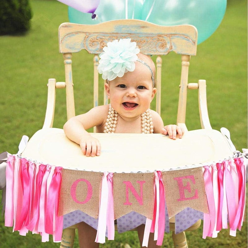 klarako Birthday Banner Baby 1st Birthday Highchair Banner Bunting Personalised First One Year Old for Kids Decoration for Boy Girl Birthday Party - Image 4