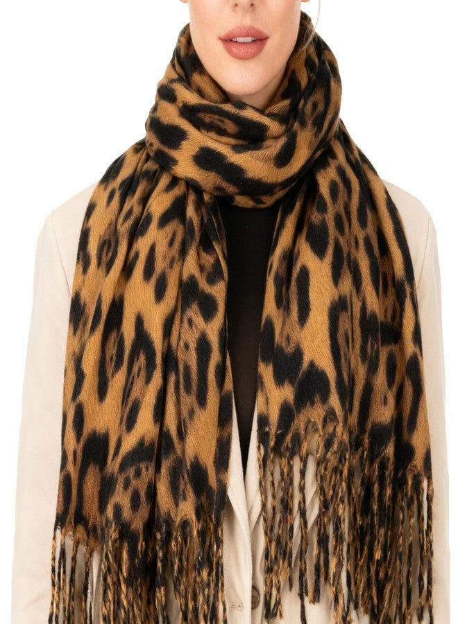 Mealah Women Leopard Print Shawl Scarf - Fashion Winter-Soft Cheetah Tassel Warm Long Scarves Cold Weather Wraps - Image 1