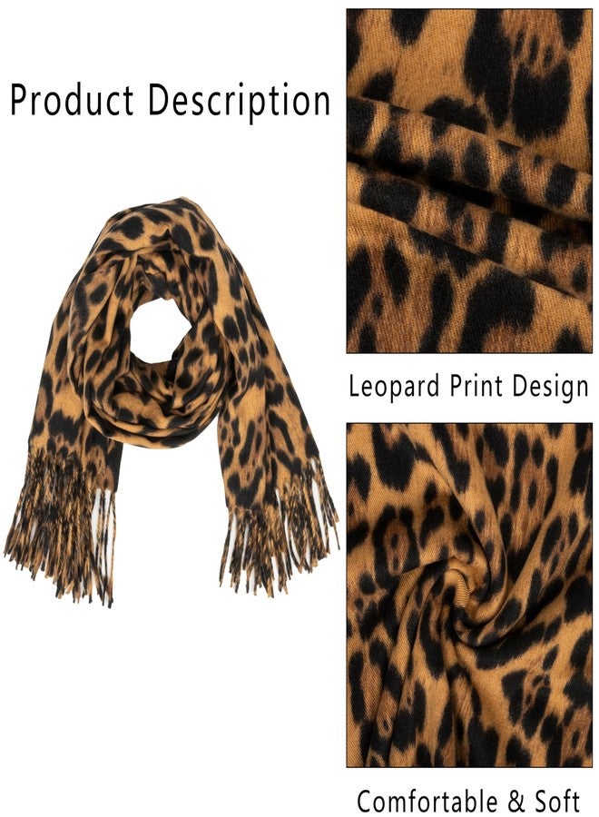 Mealah Women Leopard Print Shawl Scarf - Fashion Winter-Soft Cheetah Tassel Warm Long Scarves Cold Weather Wraps - Image 3