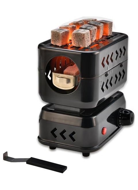 3D Multipurpose Turbo Charcoal Burner, Multipurpose Electric Charcoal Burner, Coconut Charcoal Starter, 2 Heating Zones with Removable Stainless Steel Tongs, 1200W High Performance Cube Coil Burner