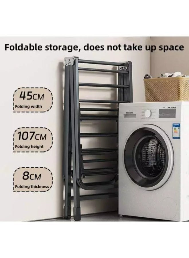 Multifunction Foldable Clothes Drying Rack,Carbon Steel Indoor Outdoor Hanging Rack,Heavy Duty Windproof Floor Laundry Rack,for Balcony Landed Property Backyard - Image 2