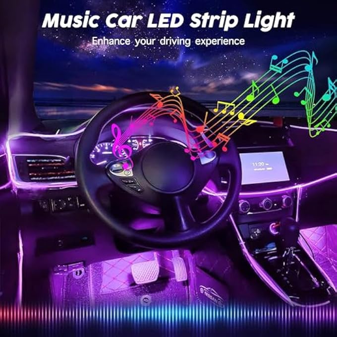 Exrp Interior Car Led Strip Lights With Wireless App And Remote Control Rgb 5 In 1 Ambient Lighting Kits With 6M Fiber Optic 16 Million Colors Car Neon Lights Sync To Music - Image 4