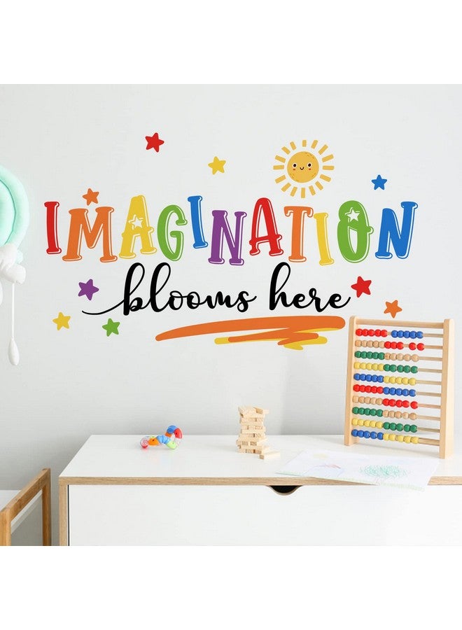 Mfault Imagination Blooms Here Kids Playroom Classroom Wall Decals Stickers, Watercolor Sun Star Baby Boys Girls Nursery Decoration Bedroom Art, Neutral Preschool Toddlers Daycare Room Decor - Image 1