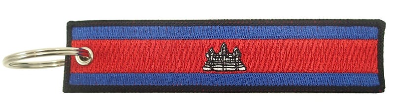 Luso Aviation HLXFF3 Cambodia Flag Key Chain, 100% Embroidered, Blue, Flag Pattern, Unisex-Adult - Image 1