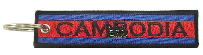 Luso Aviation HLXFF3 Cambodia Flag Key Chain, 100% Embroidered, Blue, Flag Pattern, Unisex-Adult - Image 2