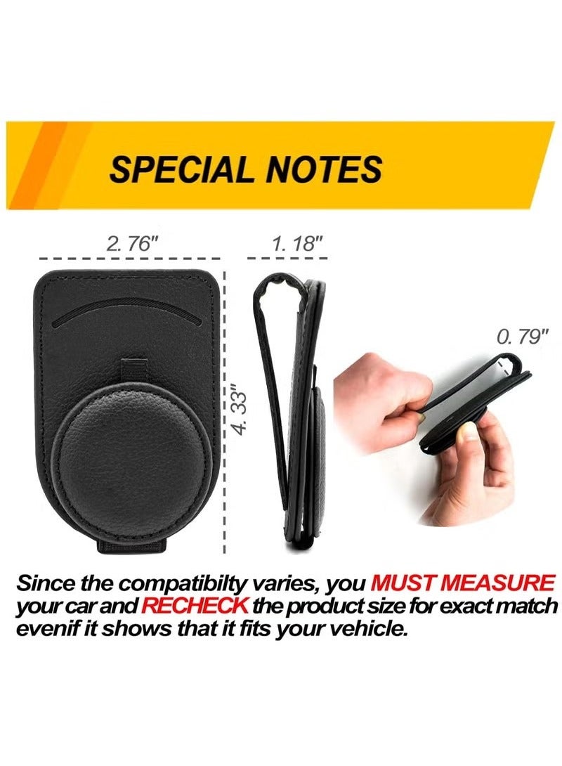 Generic Sunglass Holder for Car Visor Leather Sun Glasses Clip Universal Auto Eyeglass Mount with Card Clip  - Image 3