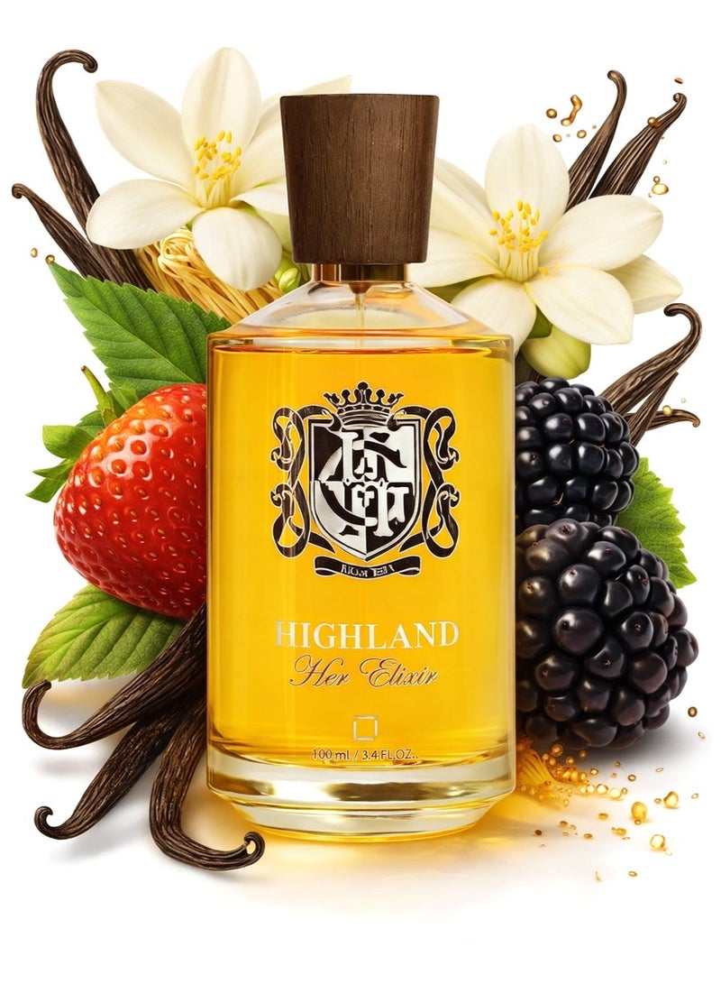 Linea De Bella Luxury Women’s Perfume Highland Her Elixier 100ML | Long Lasting Vanilla Perfume for Women with Fruity, Jasmine & Oriental Notes | Eau De Parfum for Women - Image 1