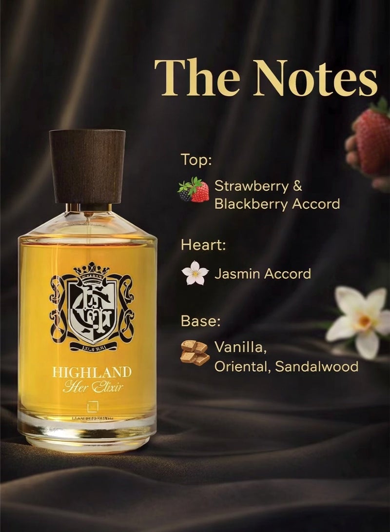 Linea De Bella Luxury Women’s Perfume Highland Her Elixier 100ML | Long Lasting Vanilla Perfume for Women with Fruity, Jasmine & Oriental Notes | Eau De Parfum for Women - Image 2