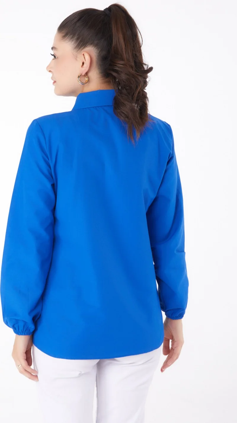 Tofisa Plain Shirt Collar Women's Blue Shirt - 13249