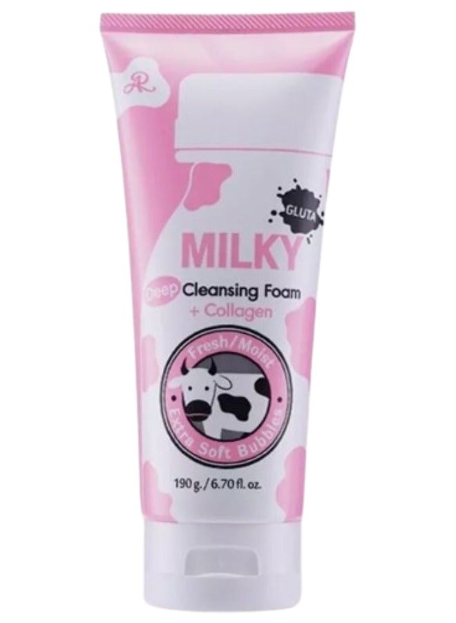 رغوة تنظيف بالحليب + كولاجين 190 جرام